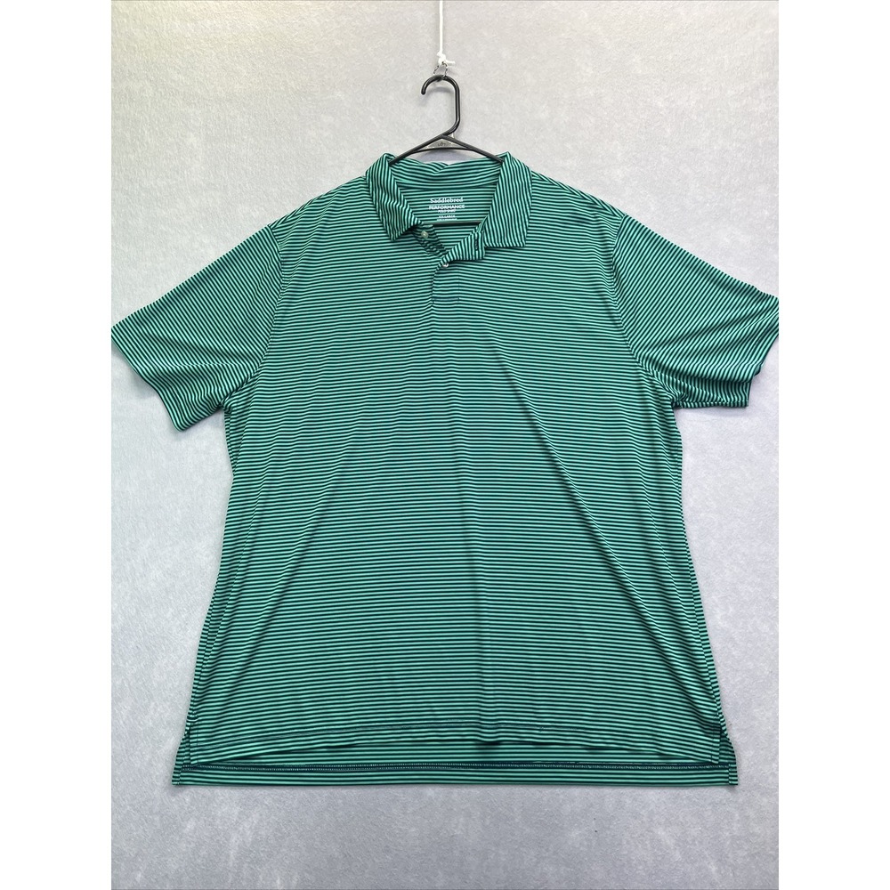 Saddlebred Performance Mens XX Large Short Sleeve Polo Golf Shirt Green Stripe